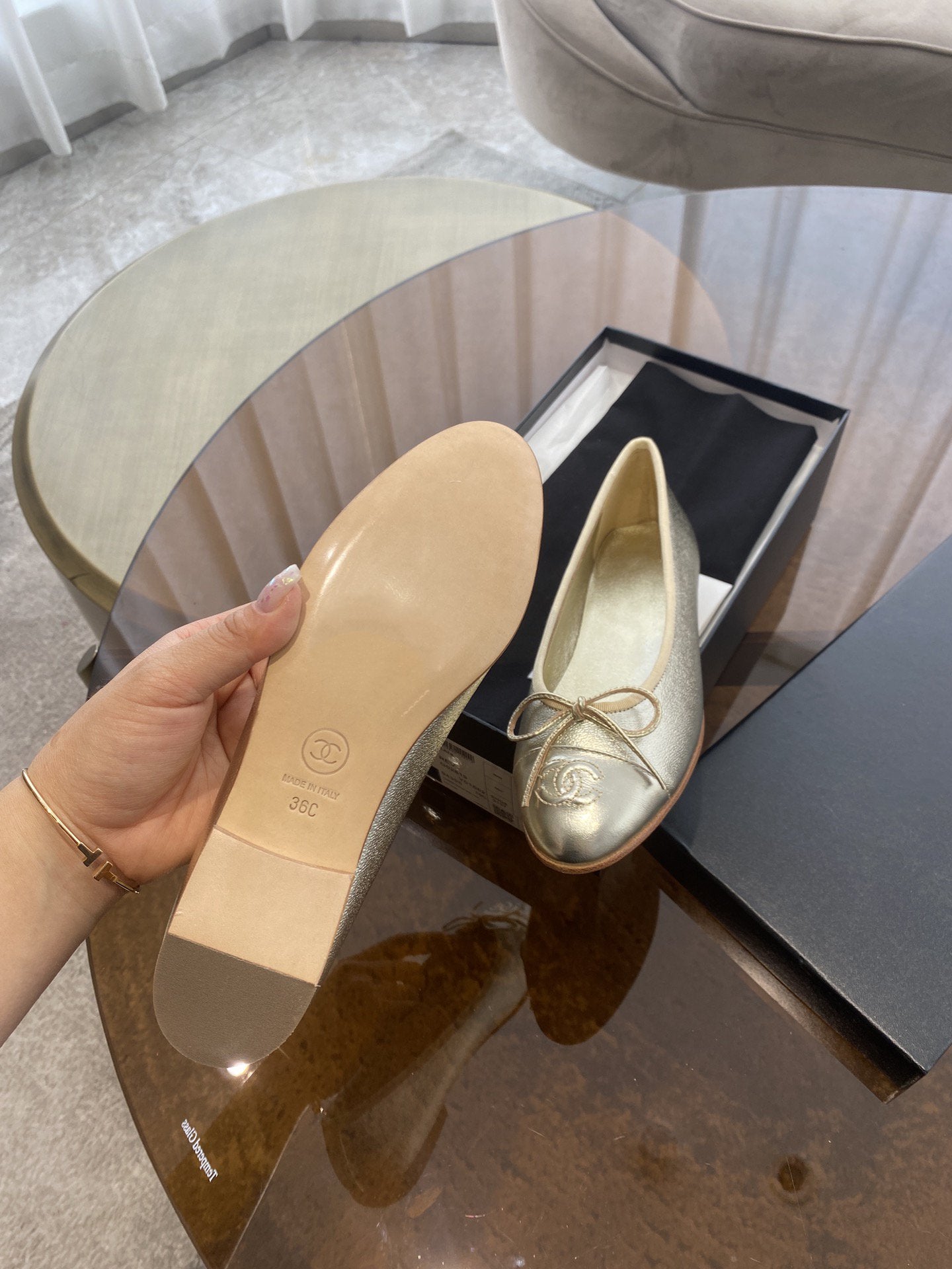 BALLET FLATS LIGHT GOLD LAMBSKIN
