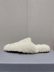 BALENCIAGA 25S MULES IN WHITE WOOL WITH LOGO