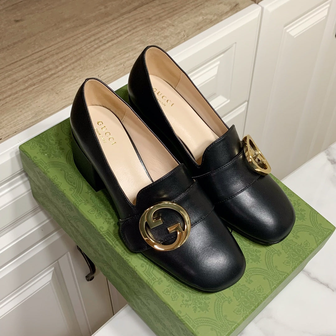 GUCCI 26S BLONDIE HIGH HEELS 55 MM IN BLACK CALFSKIN