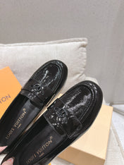 SOHO FLAT LOAFER IN BLACK GLOSSY CALFSKIN