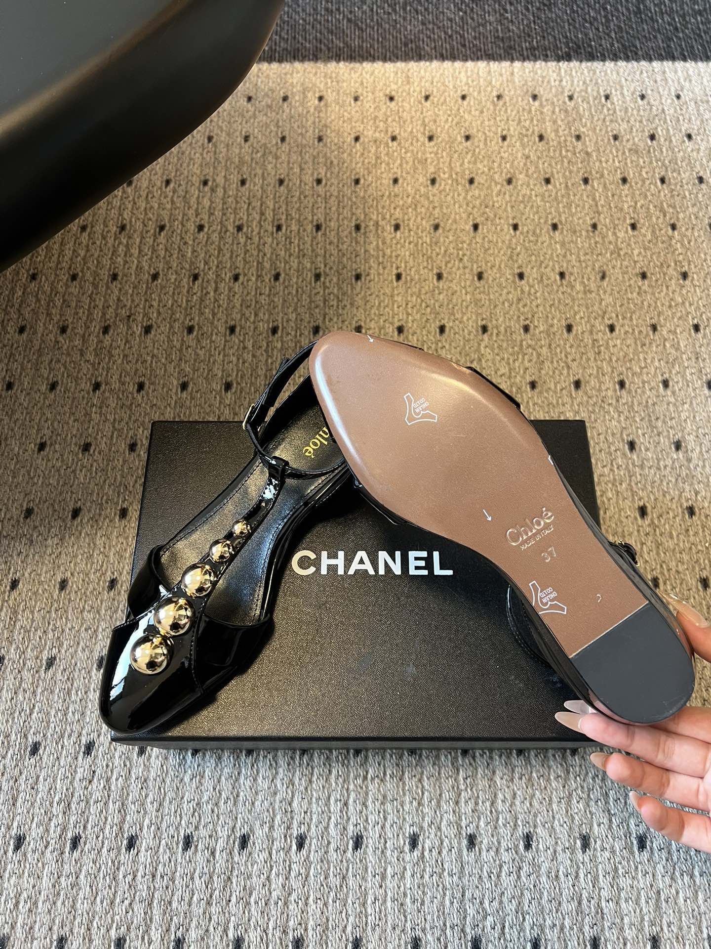 CHLOE 26S HIGH HEELS 20 MM IN BLACK PATENT CALFSKIN