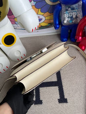 HM CONSTANCE BAGS 19 WHITE LAMBSKIN SILVER H BUCKLE MIX