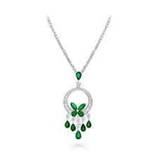 BUTTERFLY CHANDELIER CLASSIC GREEN SILVER DIAMOND NECKLACE