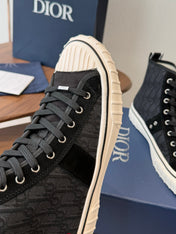 DIOR 26S HIGH-TOP SNEAKERS 30MM IN BLACK DIOR OBLIQUE CANVAS