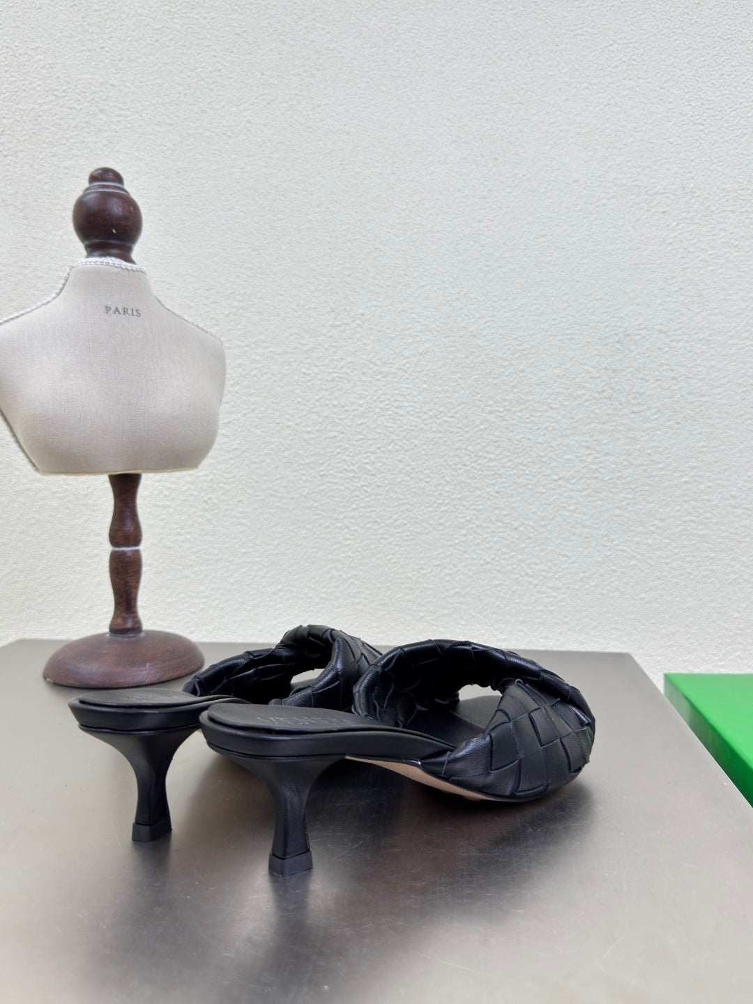 BLINK HIGH 5 CM MULE IN BLACK INTRECCIATO LEATHER
