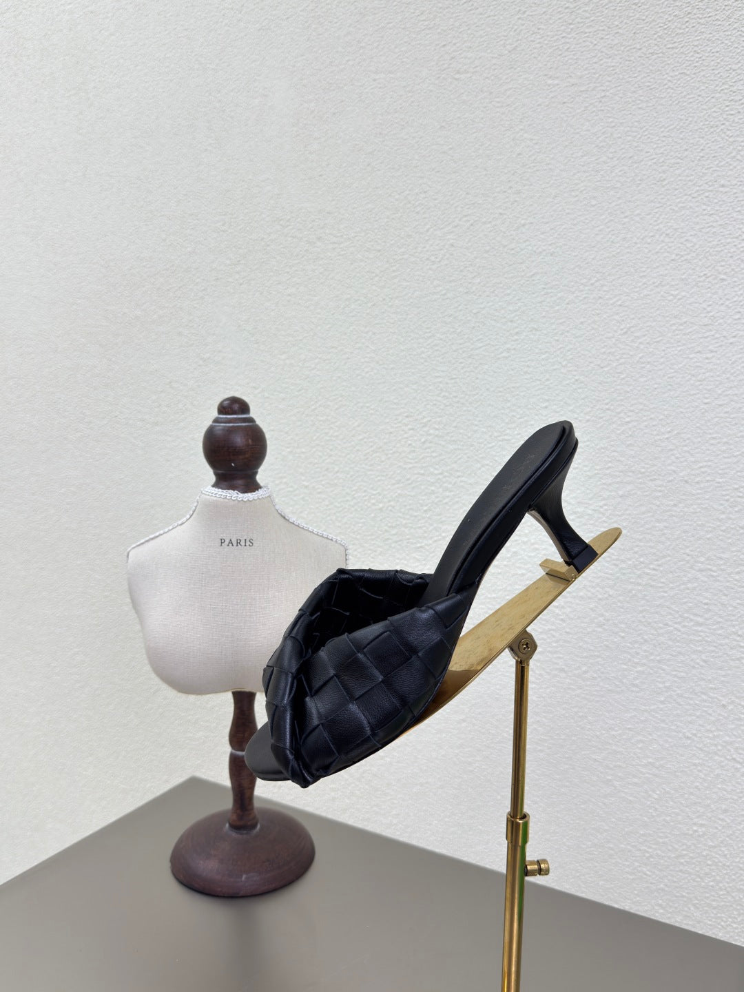 BLINK HIGH 5 CM MULE IN BLACK INTRECCIATO LEATHER