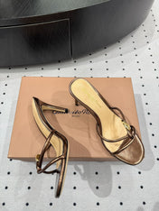 GIANVITO ROSSI 26S STRAPPY HEEL SANDALS 80 MM IN METALLIC COPPER LAMBSKIN