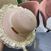 HAT IN PINK RAFFIA MIX LACE FABRIC