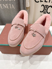 LP 25S SUMMER CHARMS WALK LOAFERS IN BABY PINK SUEDE AND FLEECE