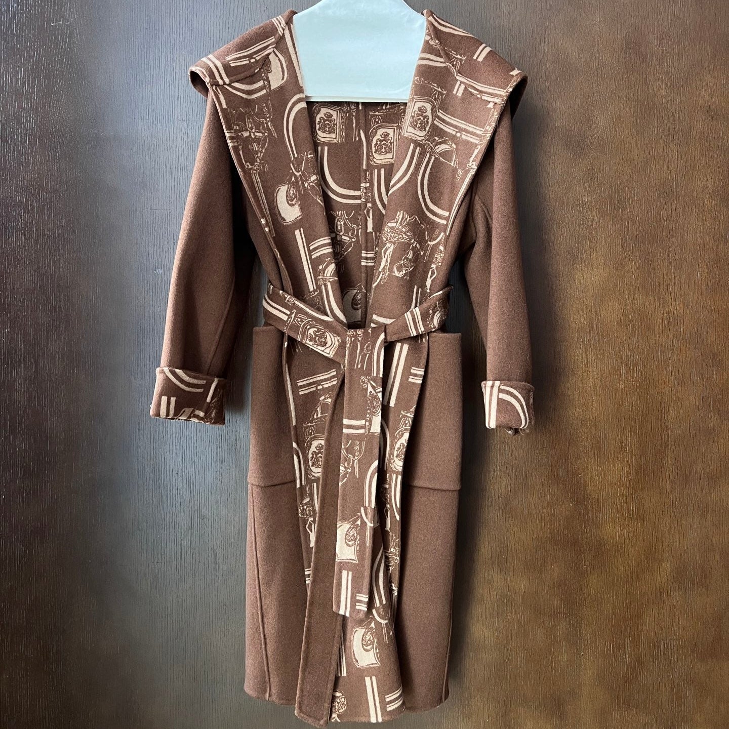HERMES 25S REVERSIBLE LONG HOODED COAT 048