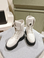 MARTIN BOOTS IN WHITE EMBROIDERED CALFSKIN