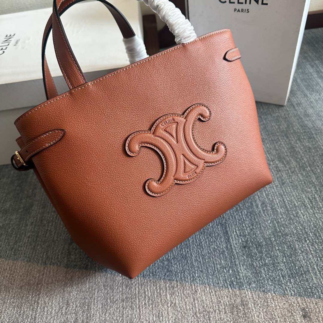 MINI CABAS ANAÏS CUIR TRIOMPHE 20 IN BRONZE ORANGE GRAINED CALFSKIN