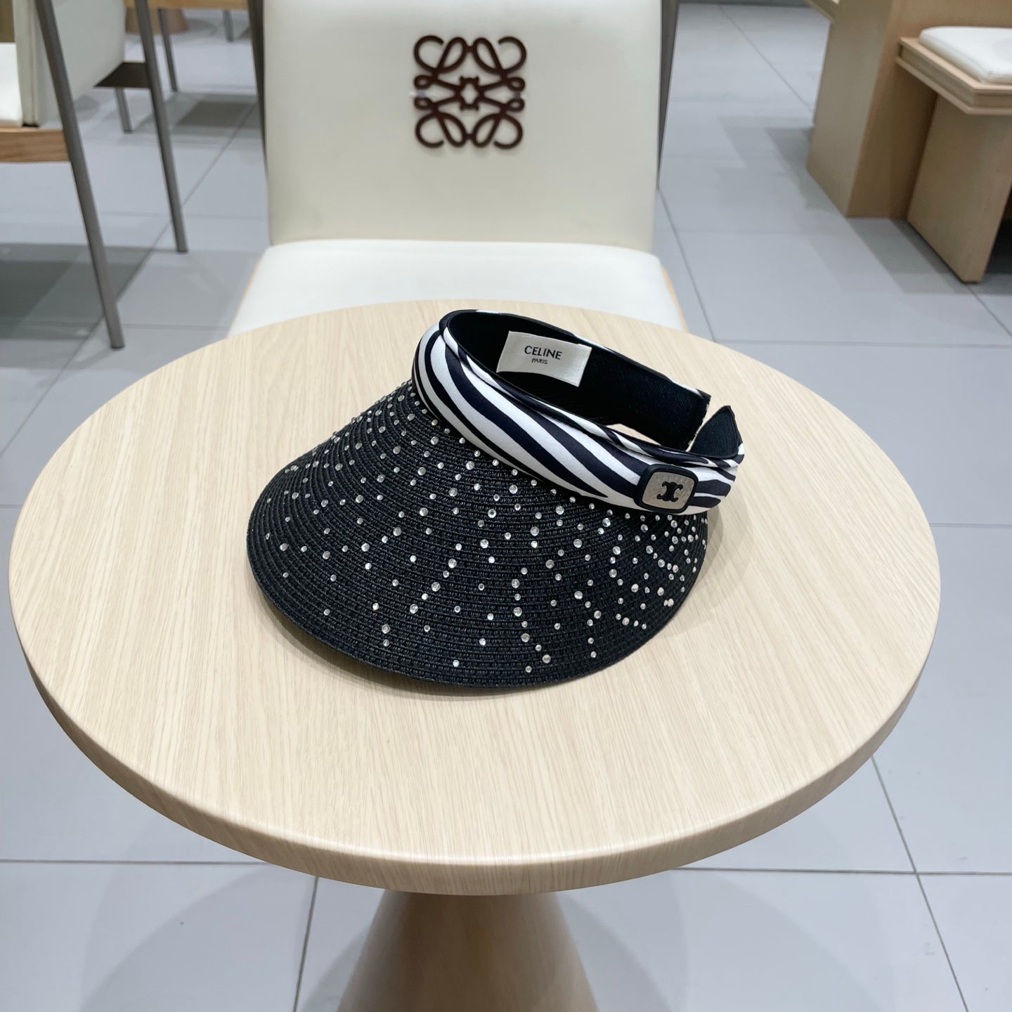 VISOR HAT MODEL 652215 IN BLACK WOVEN STRAW