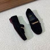 LUCO LOAFER WITH FRINGES IN BLACK SUEDE