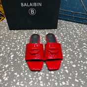 BALMAIN 26S SLIPPERS IN RED GLOSSY CALFSKIN