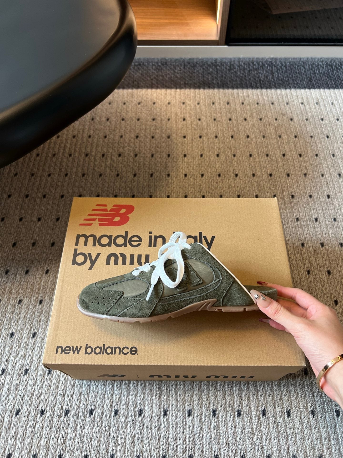 MIUMIU 26S SNEAKER MULES IN MOSS GREEN SUEDE MIX FABRIC