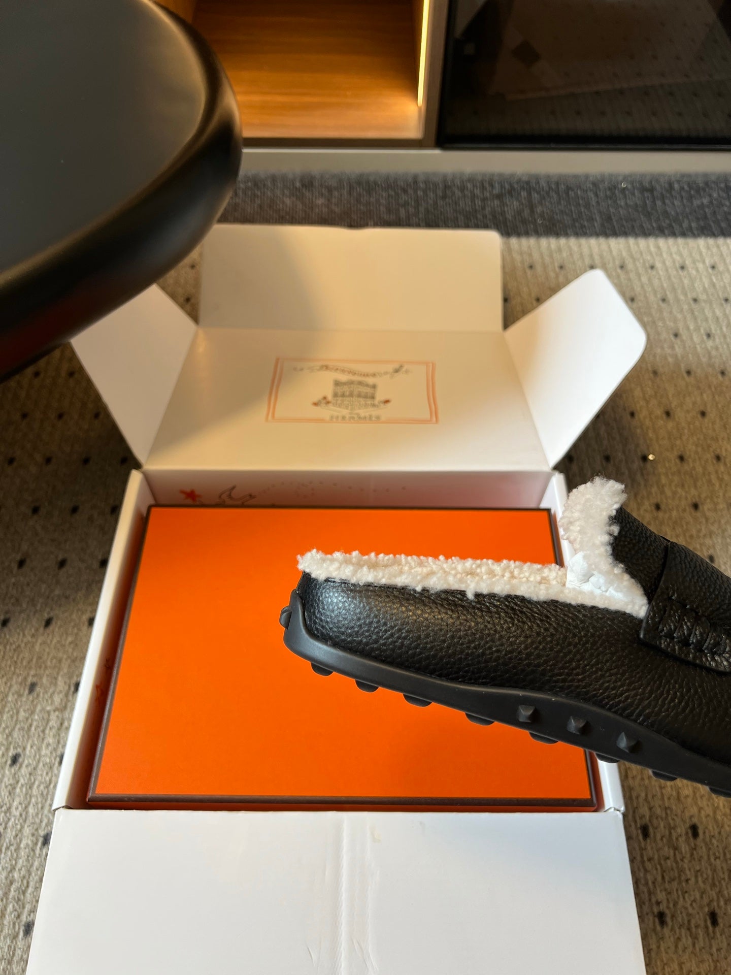 HM 26S DESTIN MULES IN BLACK CALFSKIN