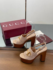 HIGH HEEL SANDALS 13 CM IN BEIGE CALFSKIN MIX SUEDUE GOLD HARDWARE