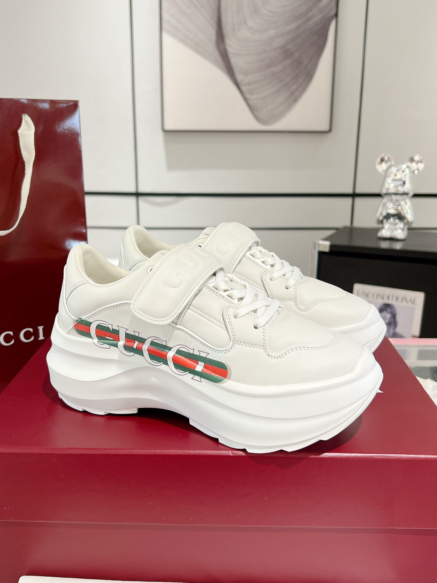 GG WAVE SNEAKER IN RICE WHITE CALFSKIN