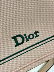 DIOR 26S BOOK TOTE BAG 42 IN PINK EMBROIDERED LETTERING FABRIC