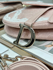 DIOR 26S SADDLE BAG 25 IN LIGHT PINK JACQUARD