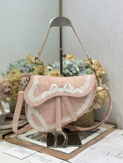 DIOR 26S SADDLE BAG 25 IN LIGHT PINK JACQUARD