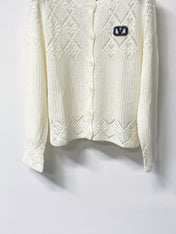 VALENTINO 26S OPENWORK KNIT BUTTON CARDIGAN 382