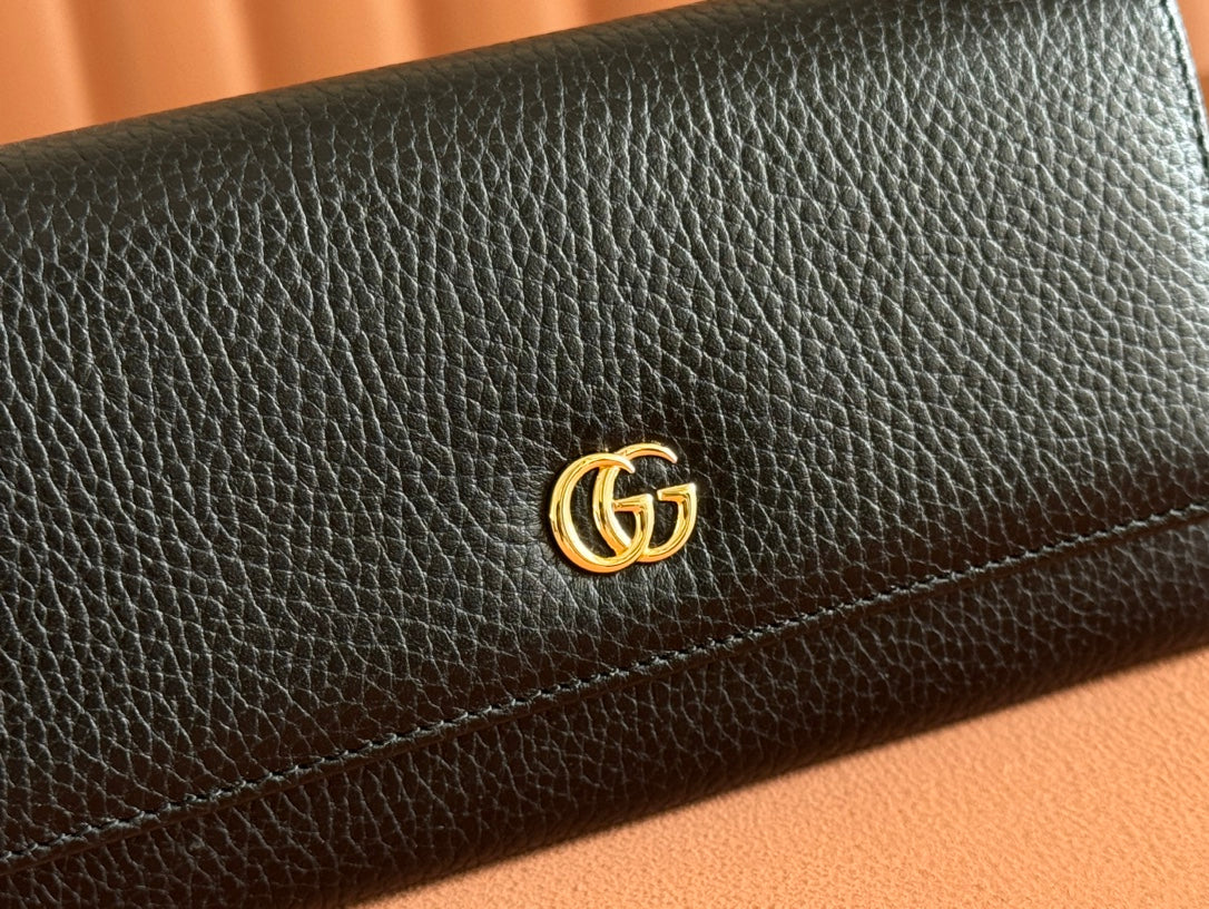 GG MARMONT CONTINENTAL WALLET 19 BLACK IN CALFSKIN