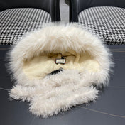 BEANIE HAT IN COLORFUL WOOL AND RABBIT FUR 392114