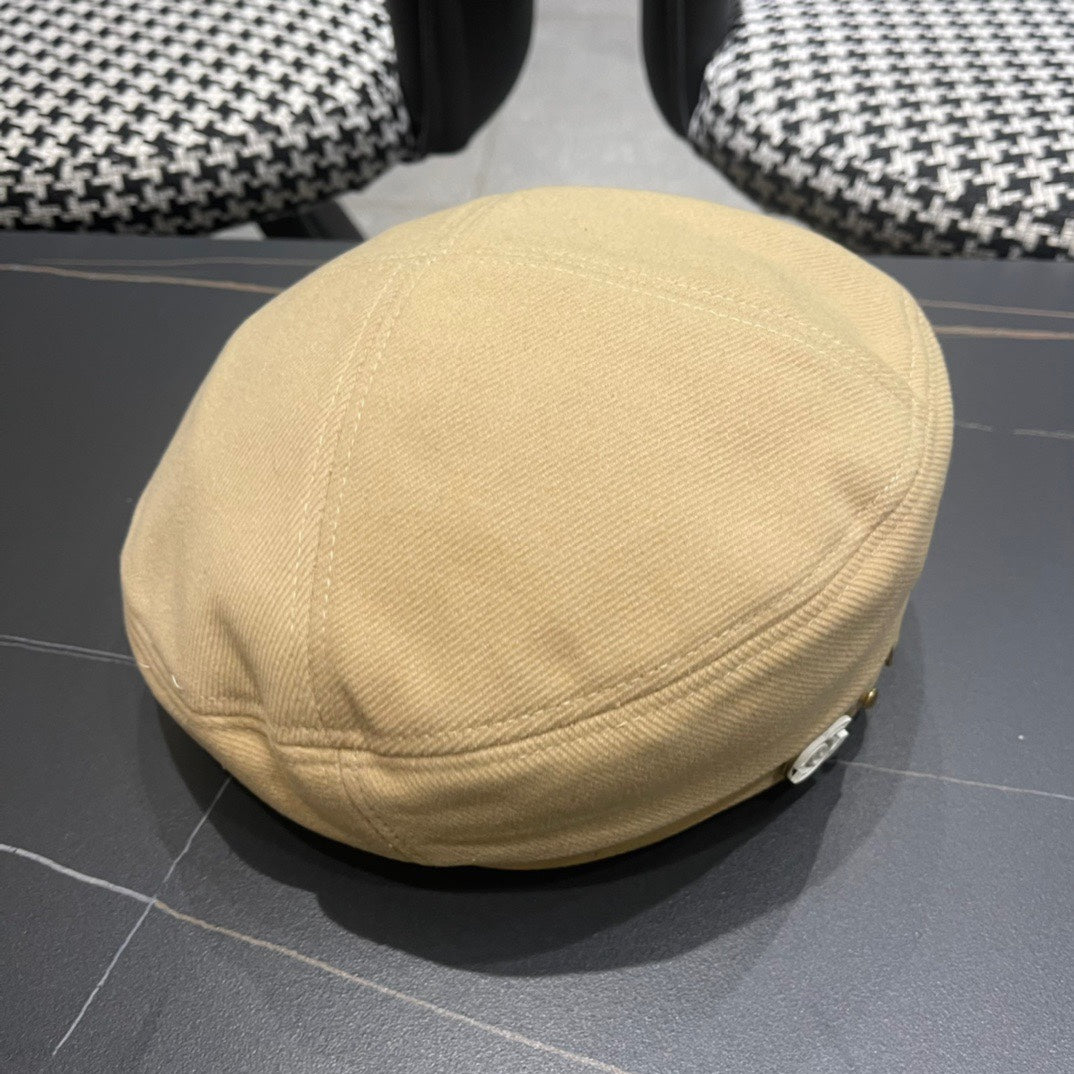 BERET HAT IN OAT YELLOW FABRIC 419384
