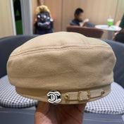 BERET HAT IN OAT YELLOW FABRIC 419384