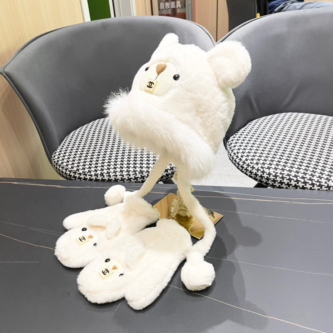 THREE-PIECE SET IN WHITE FLEECE AND WOOL 433195