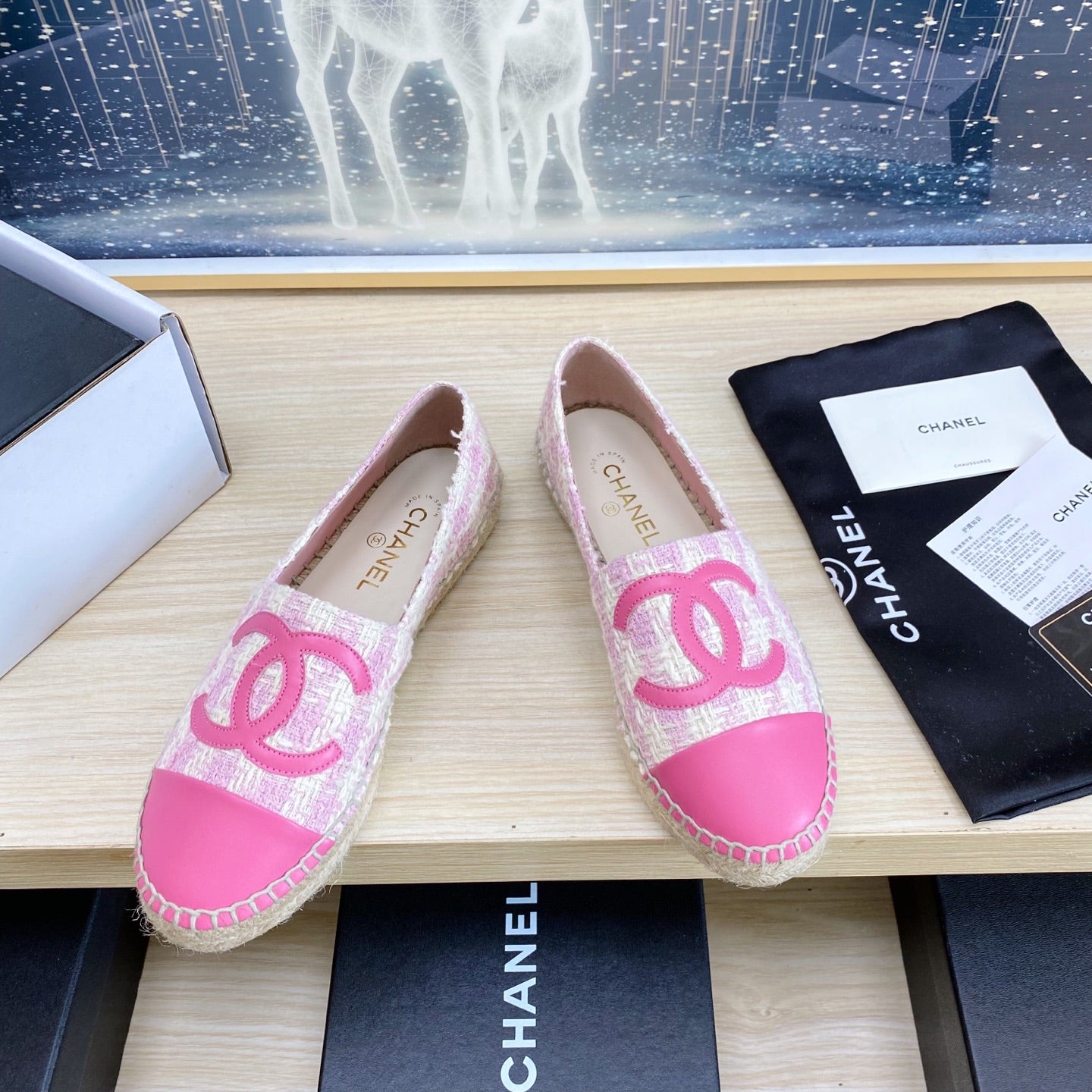 CC ESPADRILLES PLATFORM IN PINK TWEED