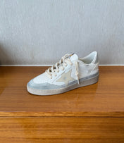 BALL STAR SNEAKERS WITH BEIGE STAR IN WHITE CALFSKIN AND GRAY SUEDE