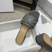 DIOR 26S HEELED MULES 45 MM IN DARK GREY QUILTED LAMBSKIN SILVER HARDWARE