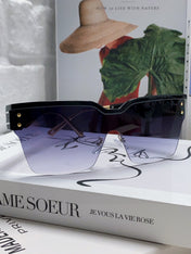 OBLIQUE SUNGLASS 571601 IN BLACK METAL