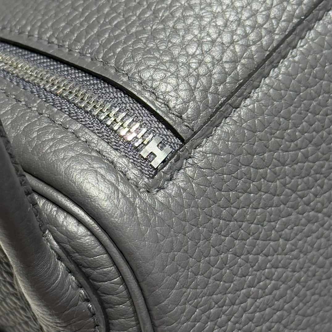 HERMES 25S MINI LINDY 19 IN CHARCOAL GRAY CALFSKIN SILVER HARDWARE