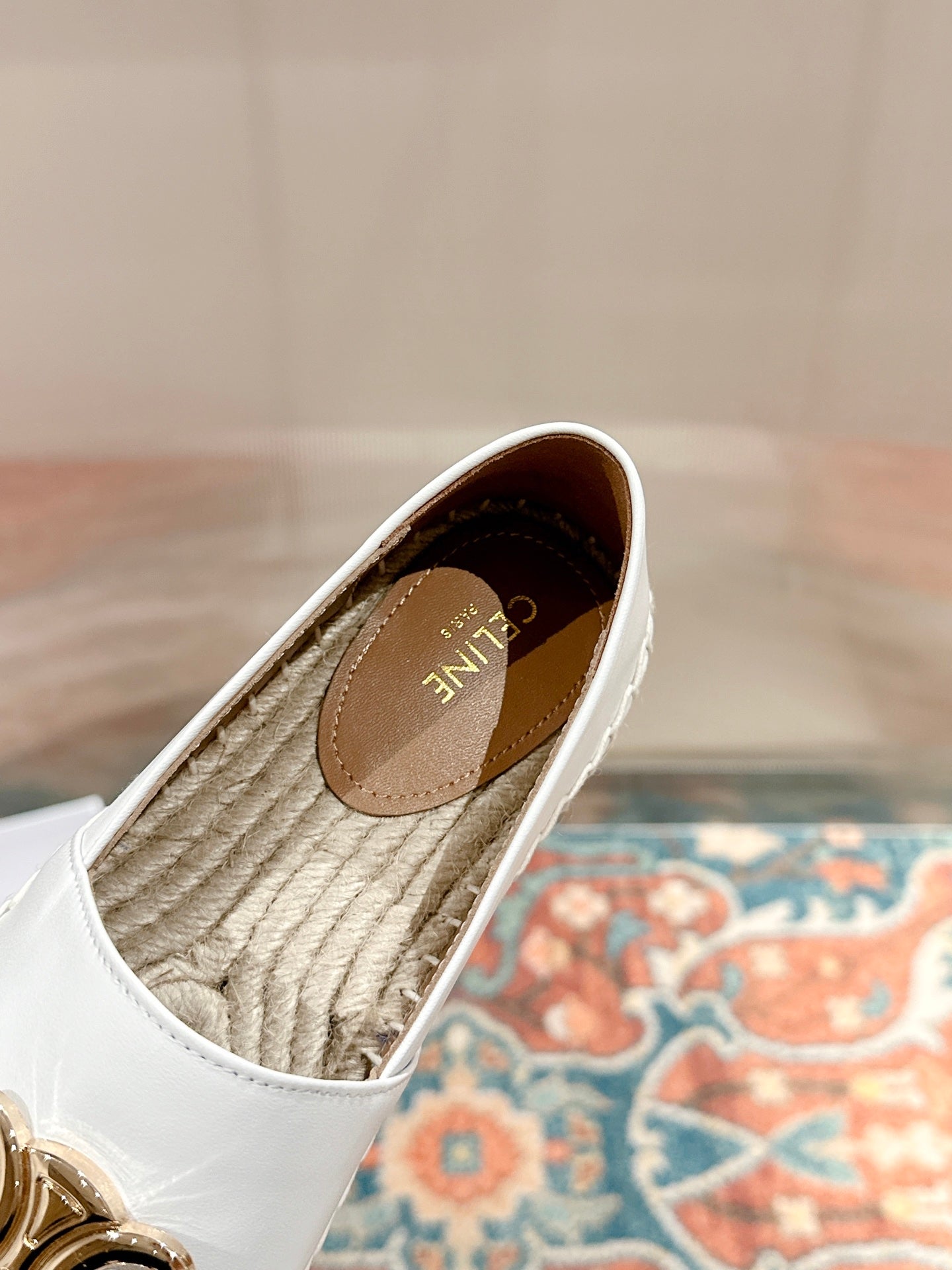 ESPADRILLES WHITE LAMBSKIN GOLD TRIOMPHE