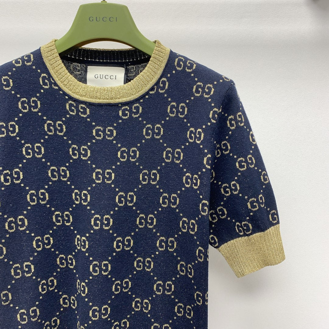 GUCCI SHORT-SLEEVE KNIT TOP 257396