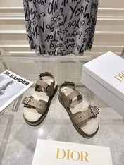 DIOR 26S BUCKLE SANDALS IN KHAKI CANVAS