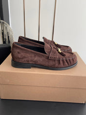 BURBERRY 26S LOAFERS IN DARK BROWN SUEDE