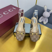 GG HIGH SLINGBACK 65 IN BEIGE LAMBSKIN WITH GOLD HARDWARE