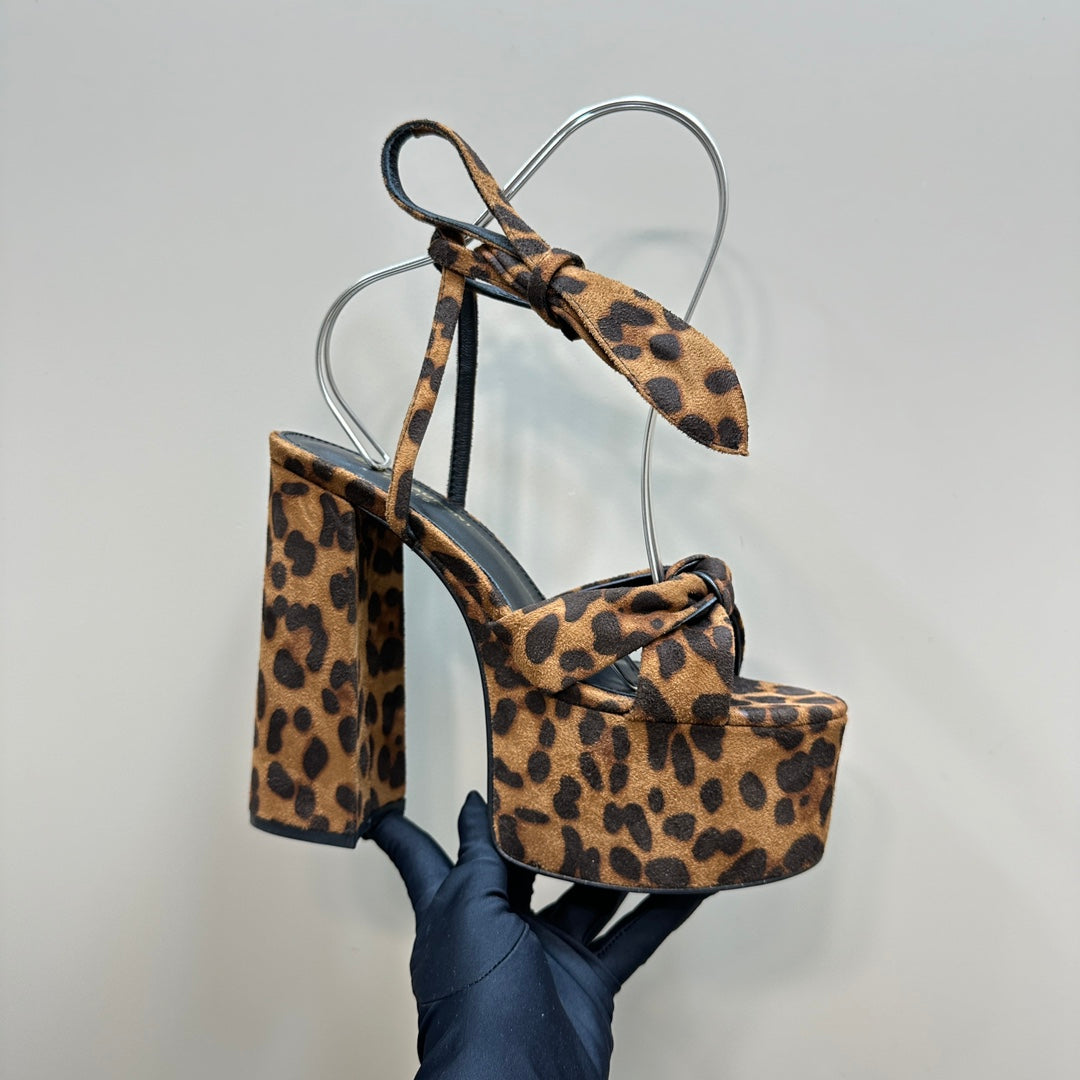 BIANCA PLATFORM SANDALS IN LEOPARD PRINT SUEDE