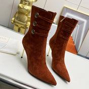 BALMAIN 26S HIGH-HEEL BOOTS 95 MM IN BROWN SUEDE